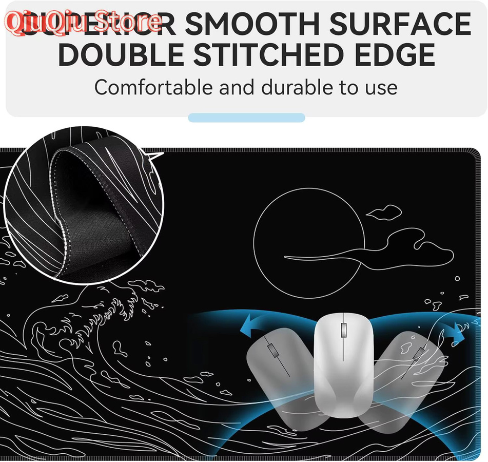 Potdemiel Sea Wave XXL-Mauspad Schreibtischunterlage in Schwarz - Bild 4