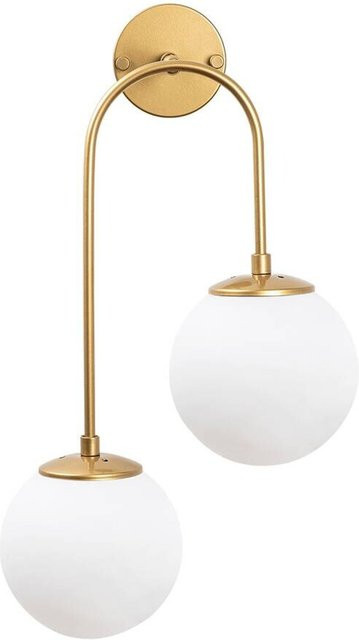 Opviq Wandleuchte in Gold aus Metall und Glas mit 2 E14 Fassungen, B/H/T: 24 x 55 x 30 cm - Bild 1
