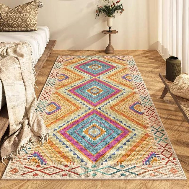 Binchi Furniture Nordischer Boho Kristall Samt Teppich, Mehrfarbig, B: 160 cm, T: 80 cm - Bild 1