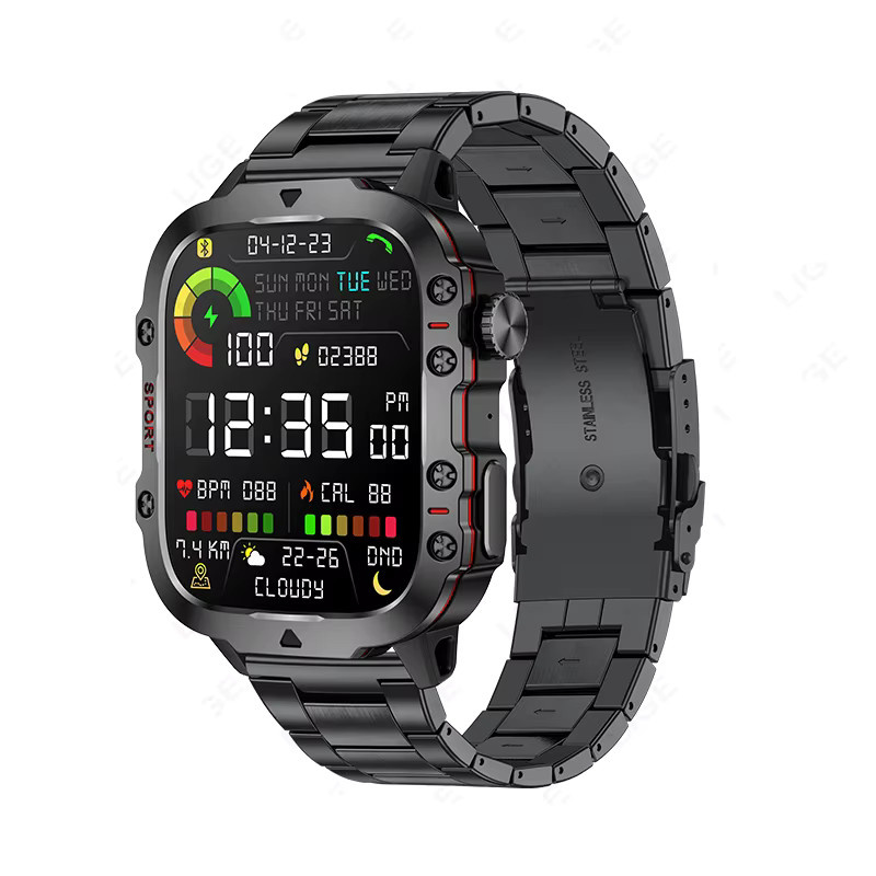 LIGE Smartwatch, Edelstahl, Schwarz, Herren - Bild 4
