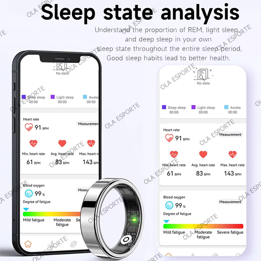 Ola Esporte Smart Ring Schwarz mit Ladeetui für Männer und Frauen inklusive Anruf- und Nachrichtenfunktion sowie Herzfrequenz- und Stressmonitor - Bild 4