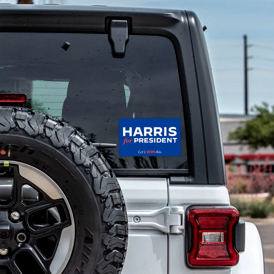 Wasserdichter Vinyl Aufkleber Kamala Harris für Präsident in Blau für Auto und Flaschen - Bild 5
