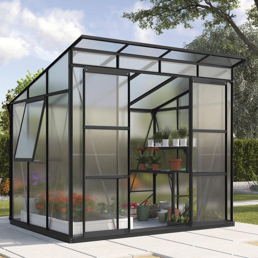 Vitavia Gewächshaus Freya 5900 in Schwarz mit 5,9 m² Fläche und 6 mm HKP - Bild 3