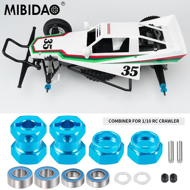 MIBIDAO Sechskant-Radnaben-Verlängerungsadapter-Set, 1:10, Blau, Metall - Bild 1