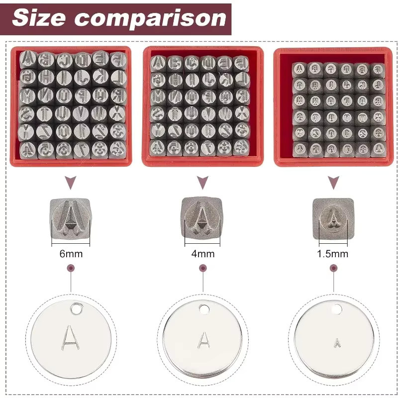 36-teiliges Metallstempelset in Silber mit Buchstaben A-Z, Zahlen 0-9 und Symbolen, 1,5 mm Prägegröße - Bild 3