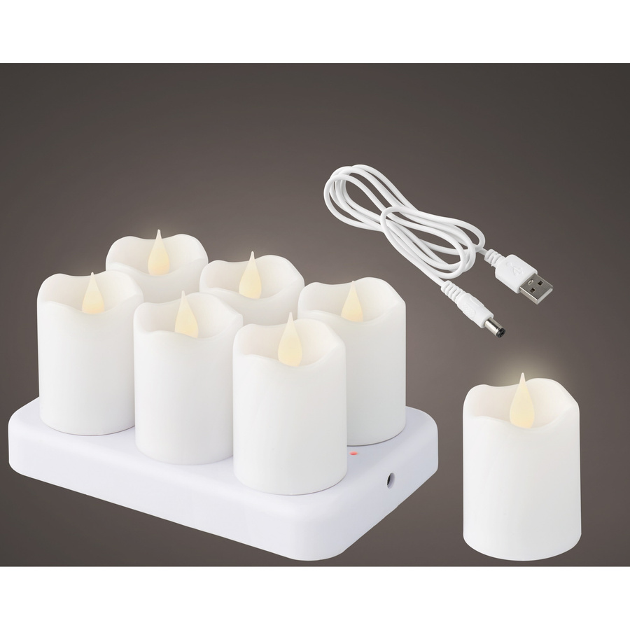 LUMINEO LED Teelicht in Weiß mit Flicker-Effekt, USB-aufladbar und modernem Design - Bild 2