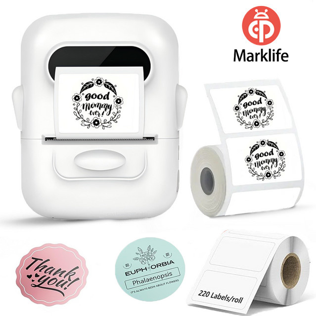 Marklife Thermo-Etikettendrucker P50 B21 B1 in Weiß mit Bluetooth für iPhone, Android, Mac und Windows - Bild 1