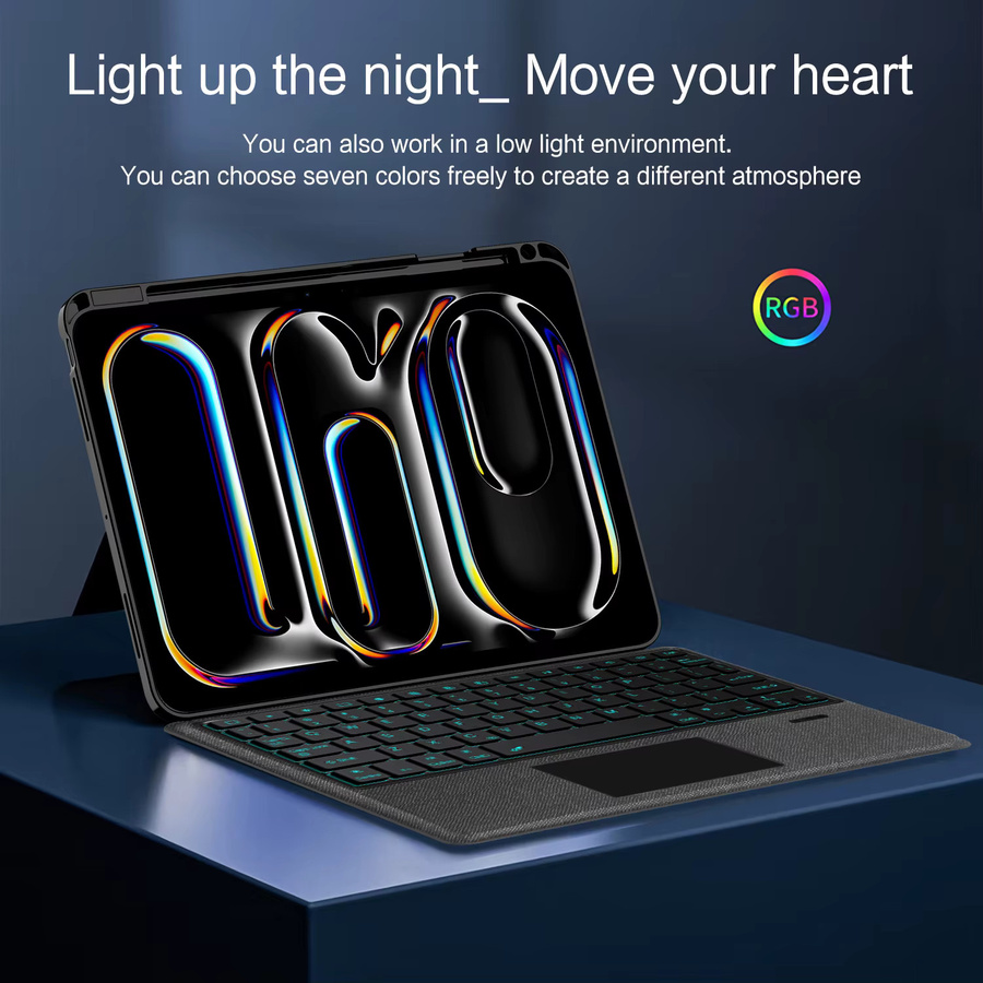 AJIUYU Magic Smart Keyboard Cover mit Touchpad und Hintergrundbeleuchtung für iPad Pro 11 Zoll (M5 2025 / M4 2024), Schwarz - Bild 3