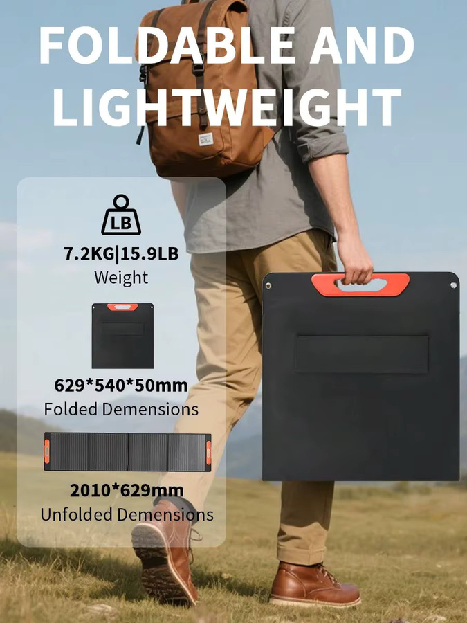 CHUBAN Flexibles Solarpanel 210 W, Monokristallines Silizium, Wasserdicht IP68, Schwarz - Bild 7