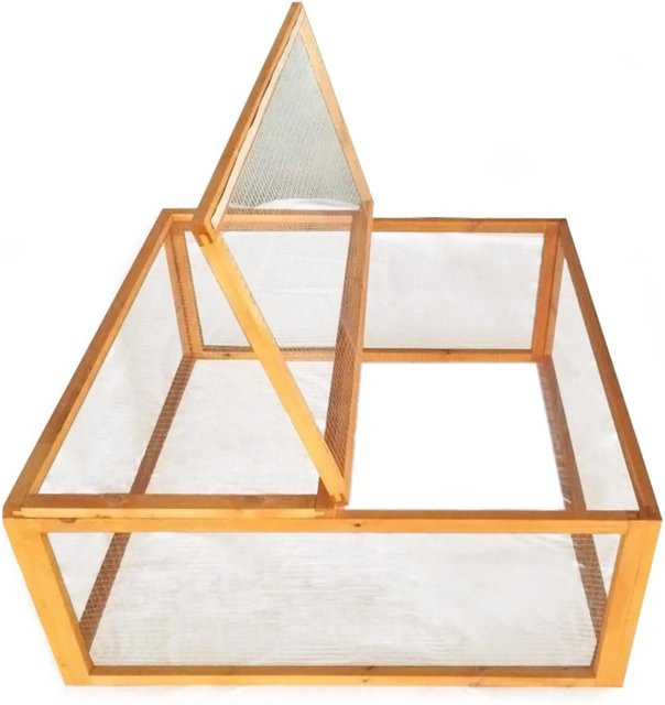 Wiltec Kleintierstall Freilaufgehege aus Holz und Drahtgitter in Bronzebraun, B/T/H: 100 x 100 x 45 cm - Bild 1