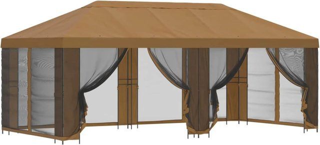 vidaXL Pavillon mit Seitenwänden und Netzwänden in Beige aus Polyester und Stahl, B x T: 6 x 3 m - Bild 1