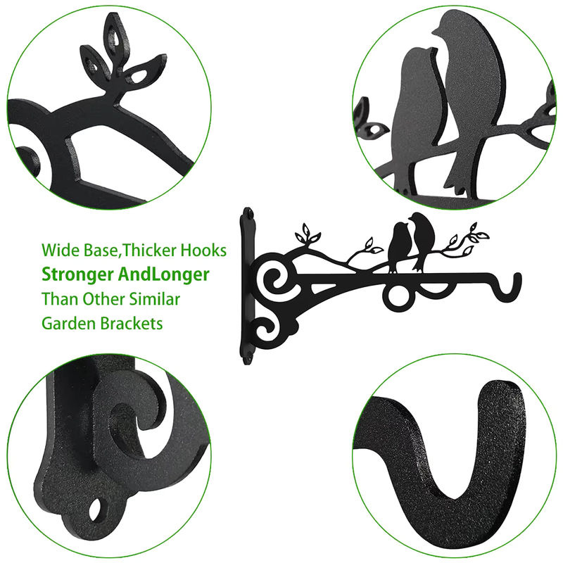 Vintage Wandhaken aus Metall für Blumentöpfe und Körbe in Schwarz zur Wandmontage - Bild 3