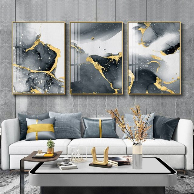 TPFLiving Poster Leinwand Abstrakte Strukturen Mehrfarbig ohne Rahmen Modell 3PCS Breite: 30 cm, Höhe: 42 cm - Bild 1