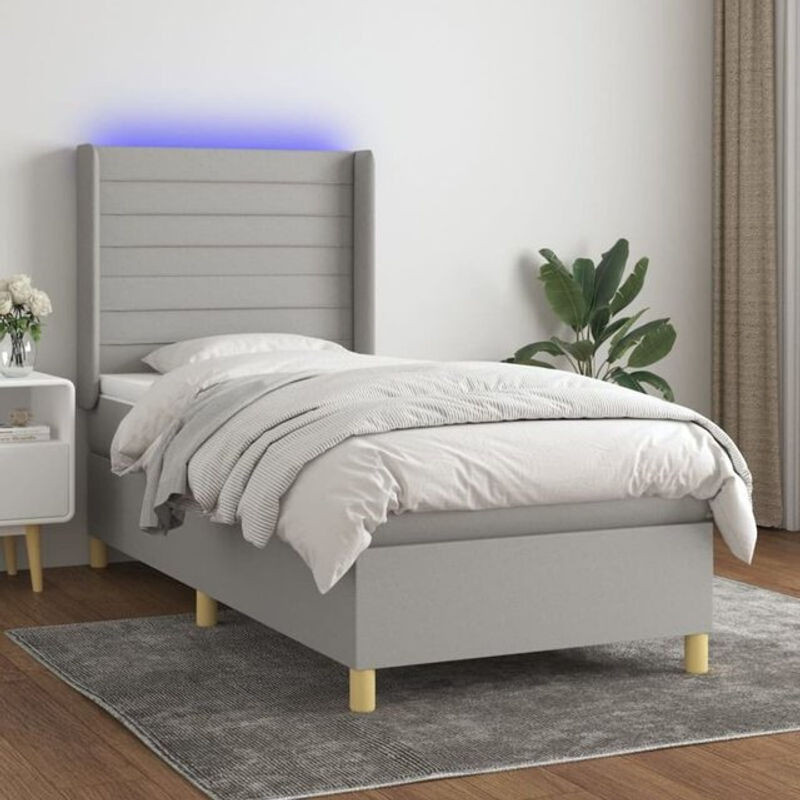 Vidaxl Boxspringbett mit Matratze in Grau aus Stoff, B/T: 100 x 200 cm - Bild 1