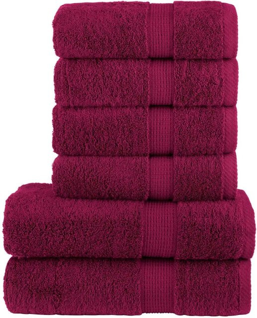 vidaXL 6-teiliges Premium-Handtuch-Set aus 100% Baumwolle in Bordeaux, 600 g/m2, flauschig mit Aufhängeschlaufe - Bild 1