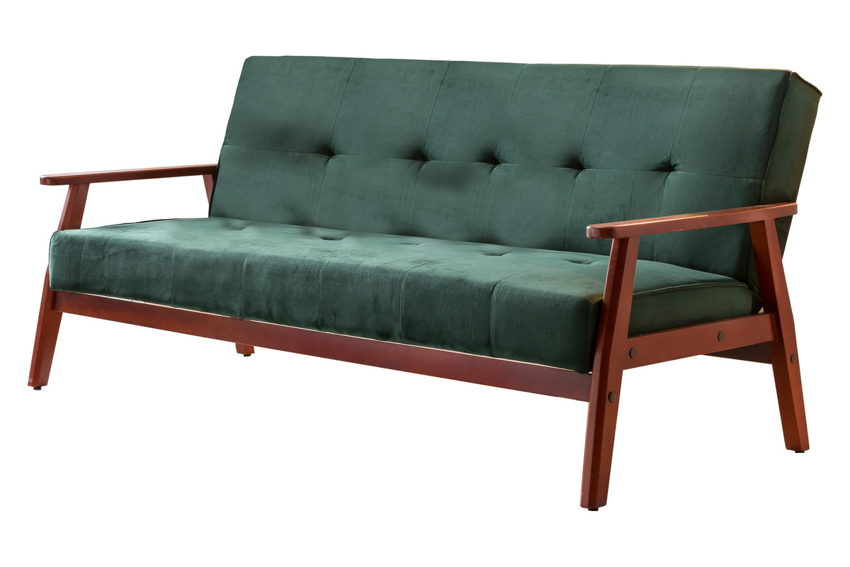 SalesFever Schlafsofa im skandinavischen Design aus Samt, Farbe: Grün, Breite: 190 cm - Bild 1