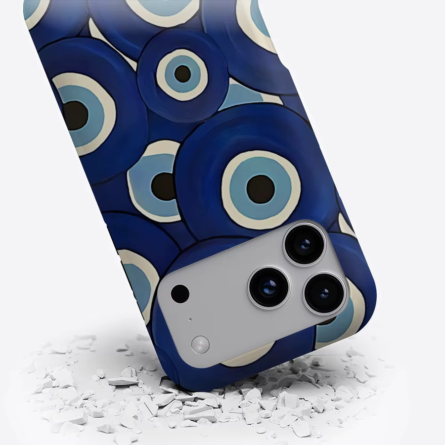Evil Eye Handyhülle für iPhone 17 16 15 14 13 Pro Max Plus, magnetische Double-Layer Tough Case, Blau - Bild 3