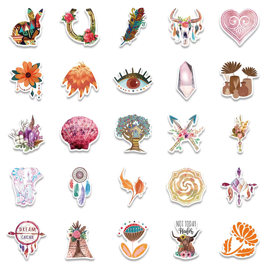 Charile Retro Bohemian Style Ästhetische Aufkleber, Cartoon Vintage Kunst Graffiti Sticker, 10-teiliges Set - Bild 2