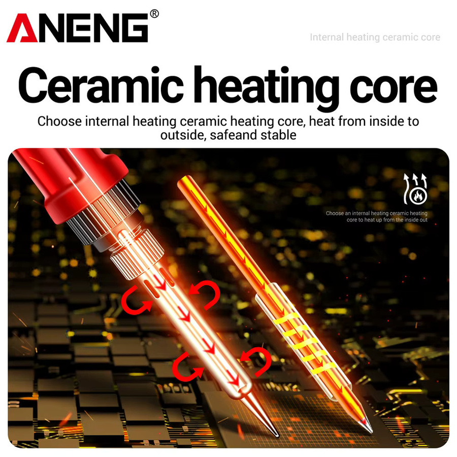 ANENG SL106 Professionelles Lötkolben-Set in Rot mit einstellbarer Temperatur und schneller Aufheizung für elektronische Reparaturen - Bild 2