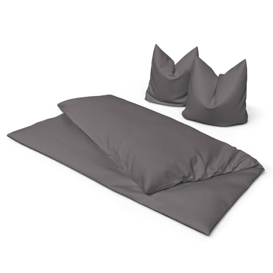 Beau Rêve Bettwäsche Set aus Baumwolle Renforce in Anthrazit Grau, bestehend aus Bettbezug und Kissenbezug, Oeko-Tex Standard 100, B/H: 200 x 200 cm, B/H: 80 x 80 cm - Bild 2