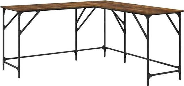 vidaXL Schreibtisch aus Holzwerkstoff in Räuchereiche, B/T/H: 149 x 149 x 75 cm - Bild 1