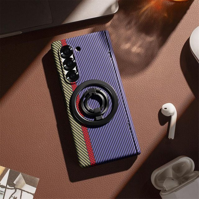 Samsung Galaxy Z Fold 6 5G Schutzhülle mit Karbonfaser-Muster und integriertem Ständer in Multicolour - Bild 1