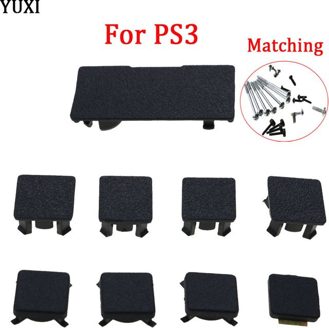 YuXi Ersatzteil-Kit für PlayStation 3 Slim in Schwarz mit Schrauben, Gummi-Füßen und Kunststoffabdeckungen - Bild 1