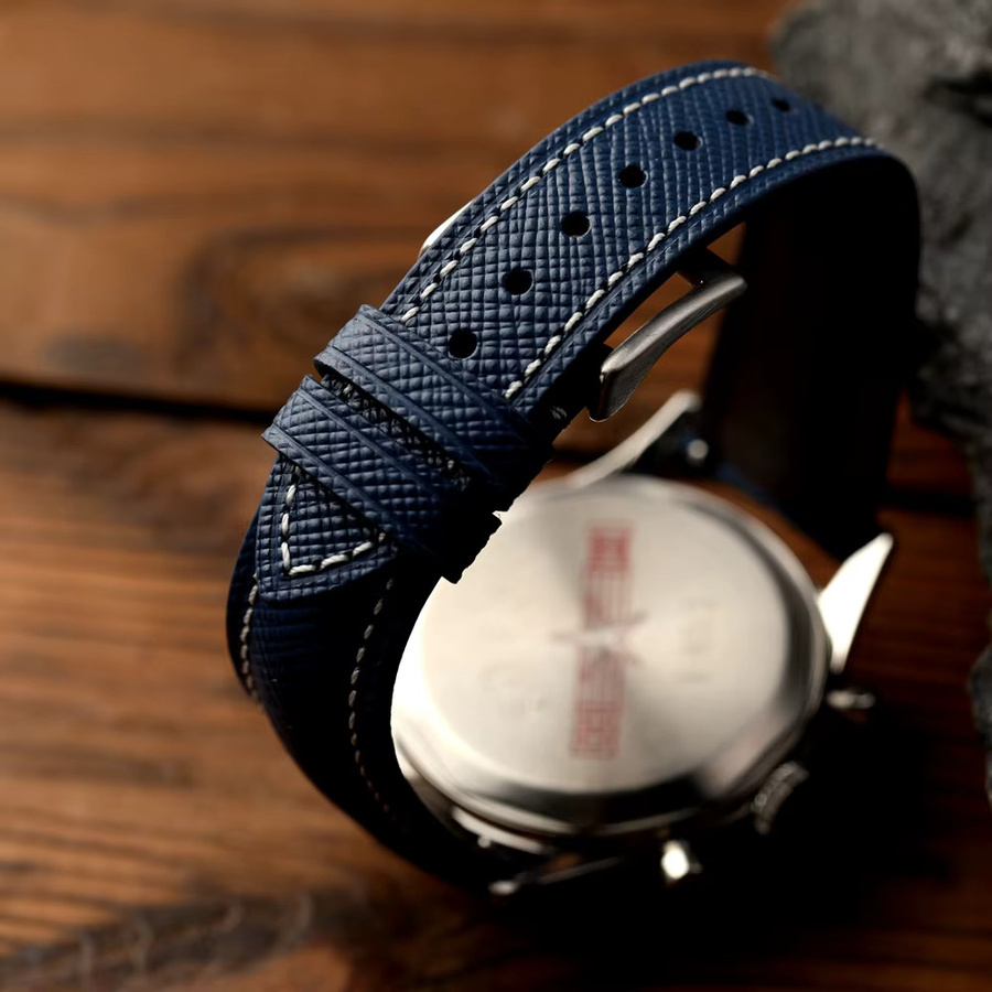 Raystray Uhrenarmband Leder, blau-schwarz, Herren - Bild 2