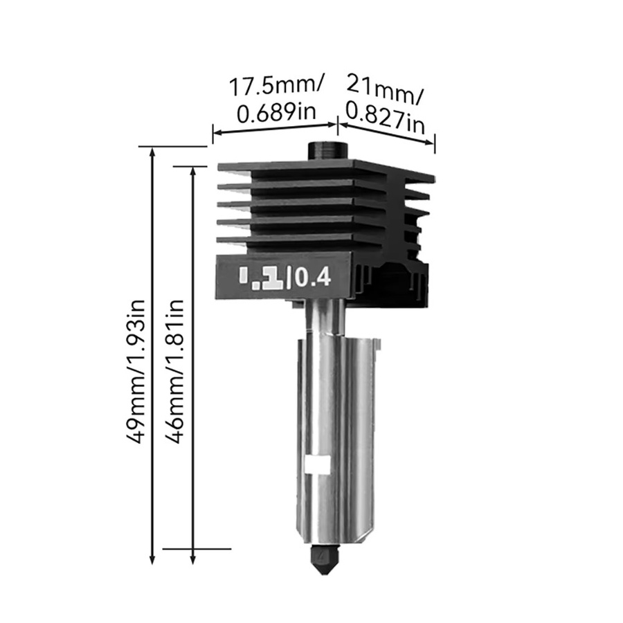 Bambu Lab P2S Ersatz-Hotend aus gehärtetem Stahl mit Düsenoptionen 0,2 mm, 0,4 mm, 0,6 mm und 0,8 mm in Schwarz - Bild 4