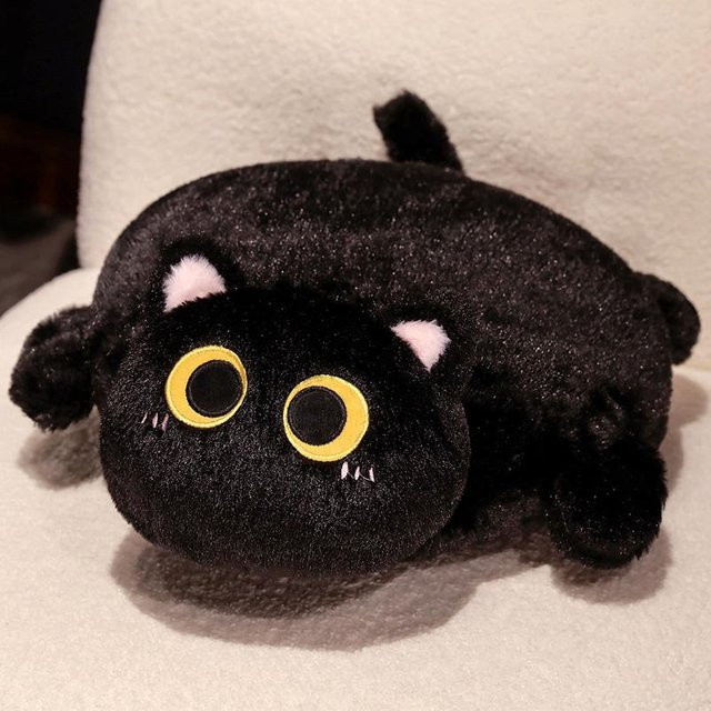 TreasuringU Kawaii Katze Plüschtier Kissen, schwarz - Bild 1