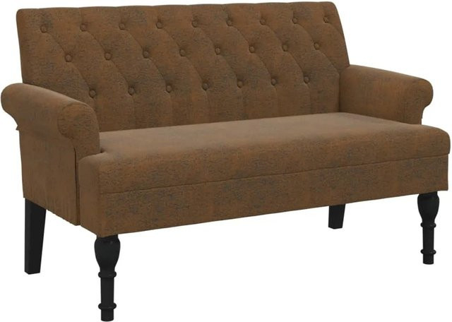 vidaXL Sitzbank mit Rückenlehne in Braun mit Wildleder-Optik aus Mikrofaserstoff, B/T/H: 120 x 62 x 75,5 cm - Bild 1