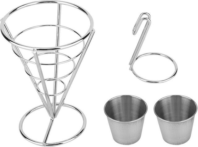 CosyHome Pommes Frites Ständer Doppelpokal aus Edelstahl in Silber für Buffet und Snacks - Bild 1