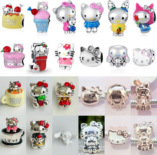 Sanrio Hello Kitty Perlen-Charm, 925 Silber, Unisex - Bild 1