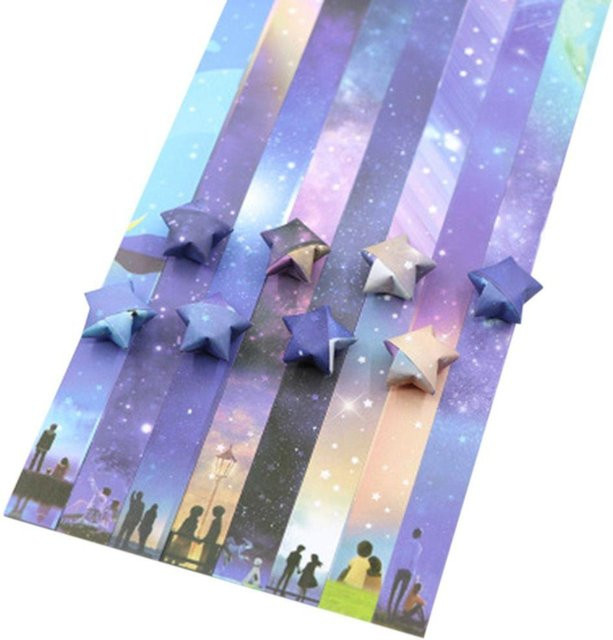 Buntes Origami-Papier für DIY Glücksstern-Bastelarbeiten im Cartoon-Stil für Kinder und Erwachsene - Bild 1