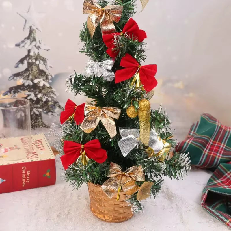 Weihnachten Schleifen-Set aus Samt in Rot und Gold als Hängeornament für Weihnachtsbaum, Geschenkboxen und DIY-Dekoration - Bild 3