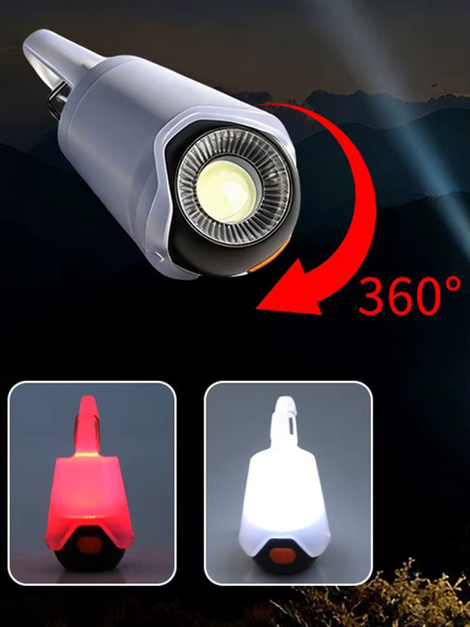 LINYILIGHT LED-Mini-Campinglampe, wiederaufladbare tragbare Taschenlampe mit weißem und rotem Licht, wasserdichtes Notlicht für Outdoor, Camping und Radfahren - Bild 7