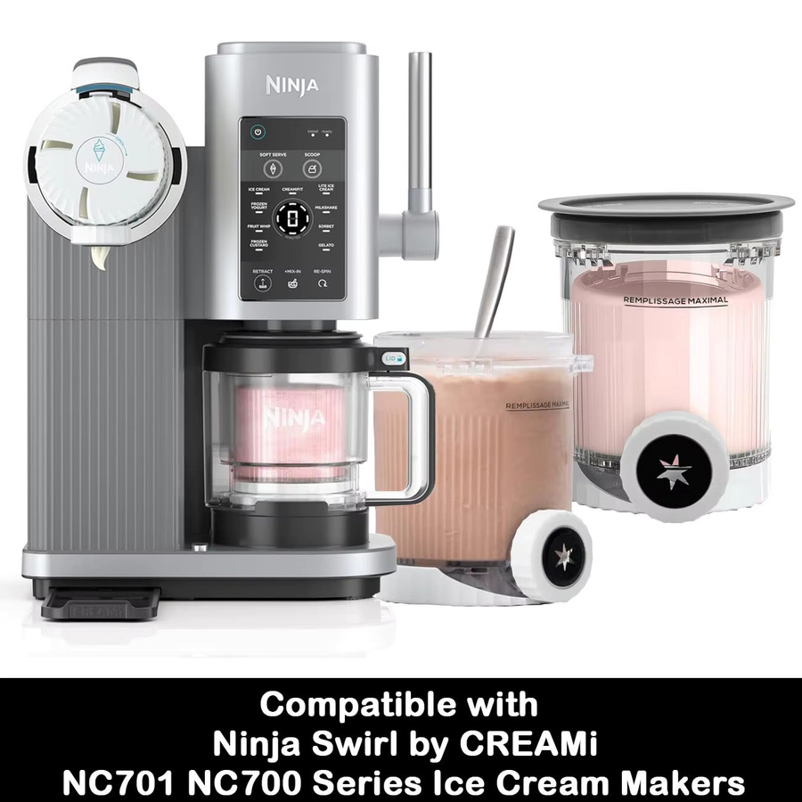 Ninja Swirl Ersatzbehälter mit Deckel für Creami Pints, kompatibel mit NC700 und NC701, transparent/grau/blau - Bild 3