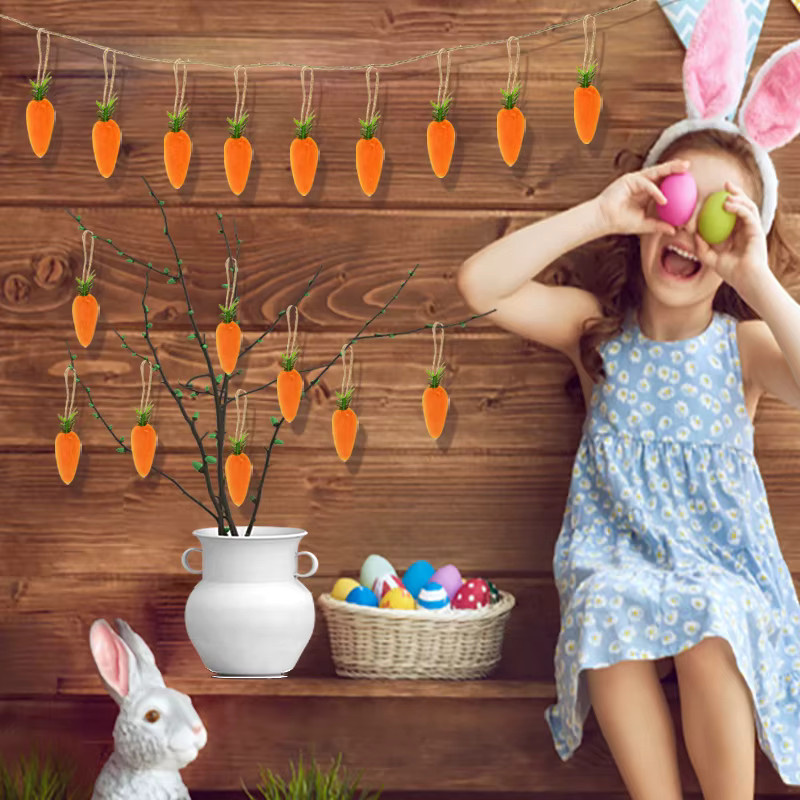 ZQNYCY Ostern Karotten Ornamente als DIY Schaum Karotten Anhänger in Orange für die Osterdekoration - Bild 2