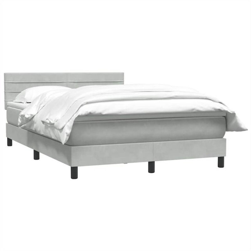 vidaxl Boxspringbett mit Matratze in Grau und Weiß aus Samt, B/T/H: 160 x 220 x 78 cm - Bild 1