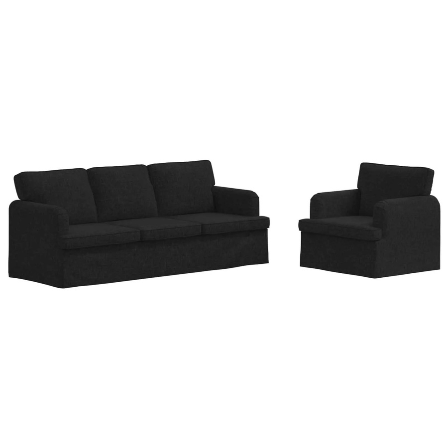 vidaXL Sofa 2-teilig in Schwarz mit Stoffbezug und Metallrahmen B/T/H: 144 x 80 x 85 cm - Bild 2