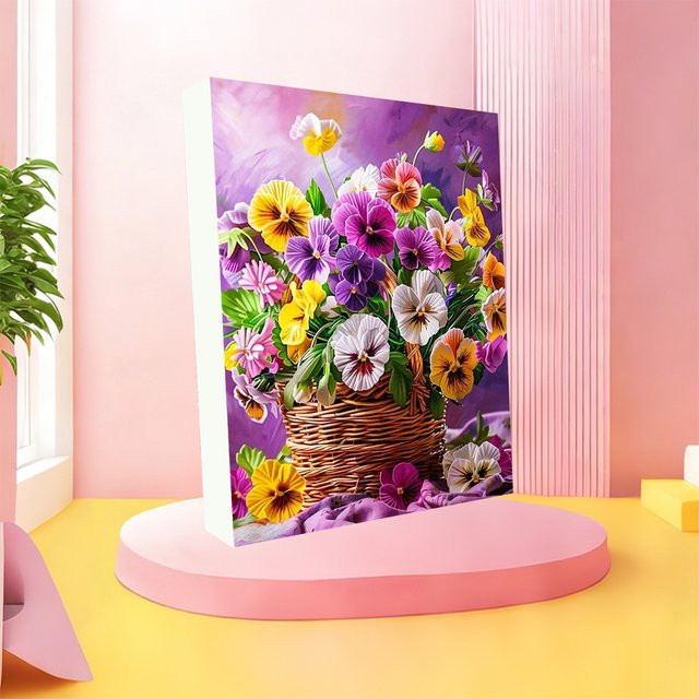 AZQSD Diamant-Mosaik-Set Orchideenblüte mit runden Steinen in Multicolour für DIY-Kunsthandwerk und Tischdeko - Bild 1