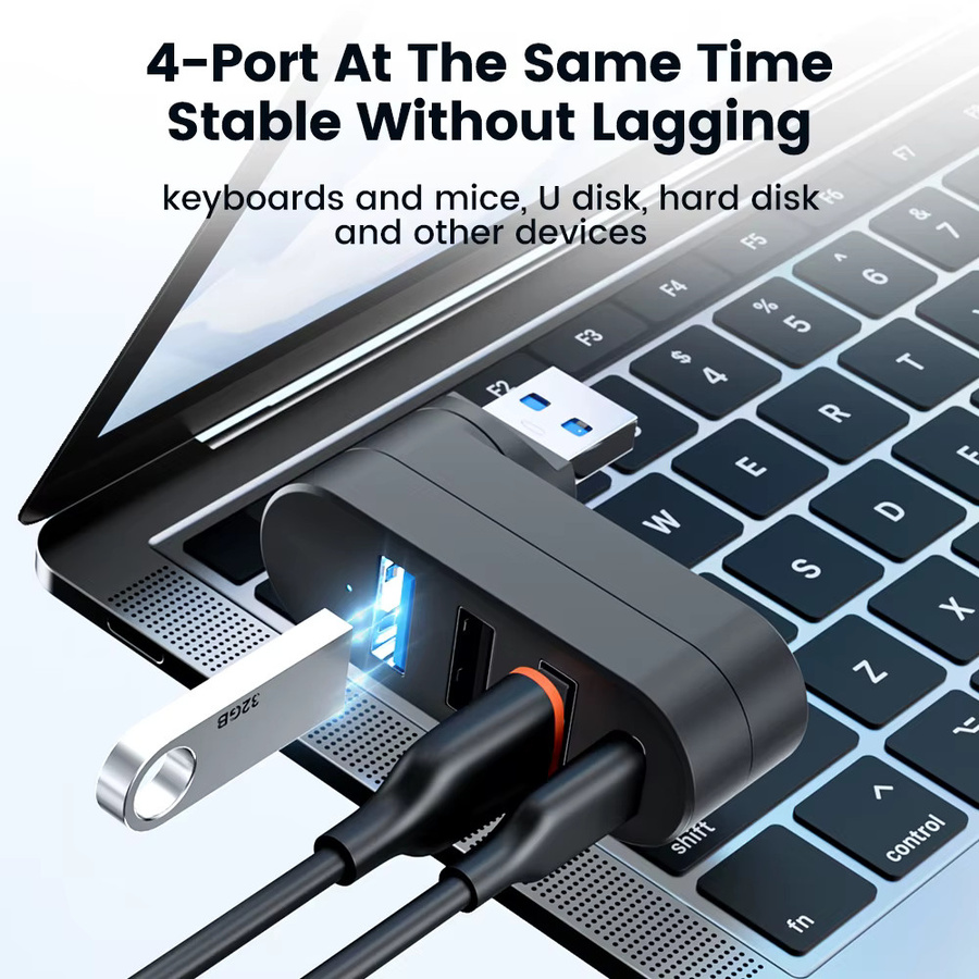 Mrgabwte 7-in-1 USB-Hub mit USB 2.0 Anschlüssen und Ein/Aus-Schalter, tragbarer USB-Expander für Laptops in Schwarz oder Weiß - Bild 3