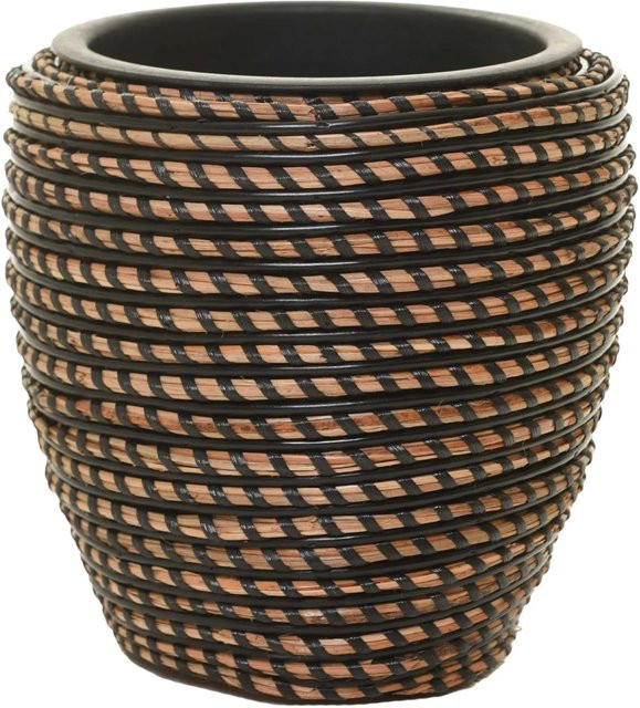 Vivanno Blumentopf Mastello in Schwarz mit Rattan-Optik, B/T/H: 24 x 24 x 24 cm - Bild 1