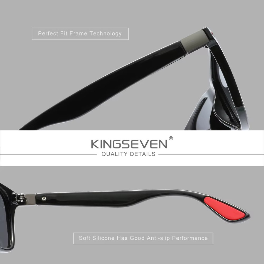 KINGSEVEN Sonnenbrille, Unisex, Vollrand, Schwarz, Kunststoff, polarisiert - Bild 3