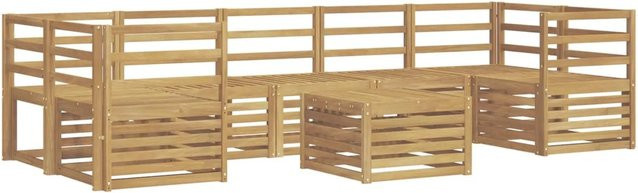 vidaXL Outdoor-Sofagarnitur 8-teilig aus Massivholz Akazie in Weiß mit modernem Latten-Design - Bild 1