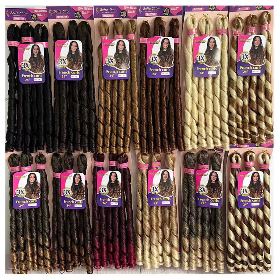 Lyjhjz Haarbündel, französisch lockig, synthetisch, 24 Zoll, 3 Stück - Bild 5