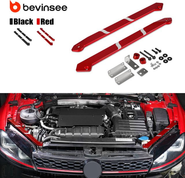 BEVINSEE Scheinwerfer-Halterung für VW Golf MK7, MK7.5, GTI R in Rot, Ersatz für 5G0805932 und 5G0805931 - Bild 1
