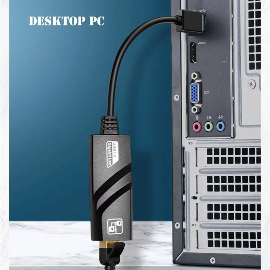 Mosizave USB-C auf RJ45 Ethernet Adapter, USB 3.0 zu LAN Netzwerkkarte mit 1000 Mbit/s, Schwarz - Bild 3