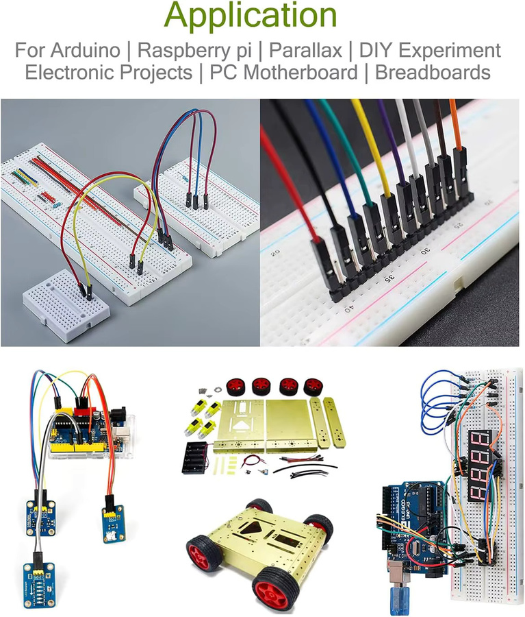 AOKIN Dupont Jumper Wire Anschlusskabel Set für Arduino, 40PIN, Multicolor, Stecker auf Stecker, Buchse auf Stecker und Buchse auf Buchse - Bild 2
