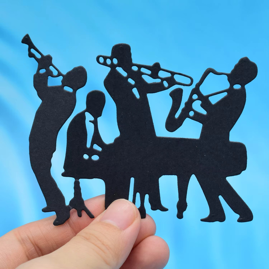 Metall-Schneidwerkzeug mit Musikband- und Orchester-Motiv in Silber für DIY Scrapbooking und Bastelarbeiten - Bild 2
